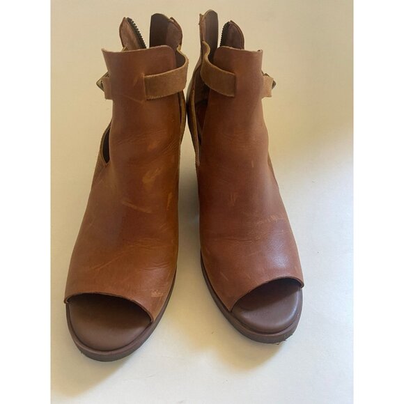 Korks Stella Leather Suede Peeptoe Ankle Booties Boots Sandals Womens 8.5 Heels - Picture 4 of 10